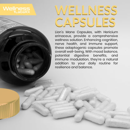 Lions Mane Supplement Capsules - 120 Count - Mushroom Supplement, Brain Supplements - Maple Wellness Supplements