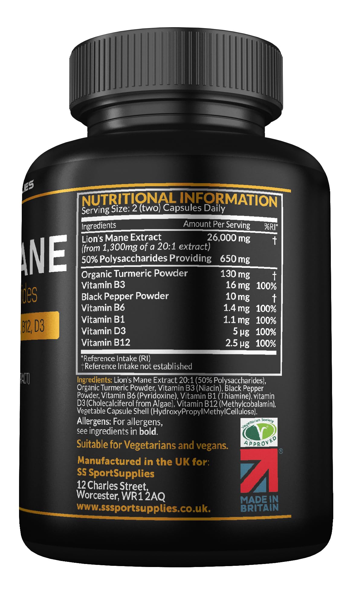 Lions Mane Supplement High Strength 26,000mg Plus 5 Vitamins - Maple Wellness Supplements