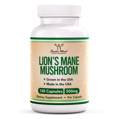 Lions Mane Supplement Mushroom Capsules (Two Month Supply - 120 Count) for Brain - Maple Wellness Supplements