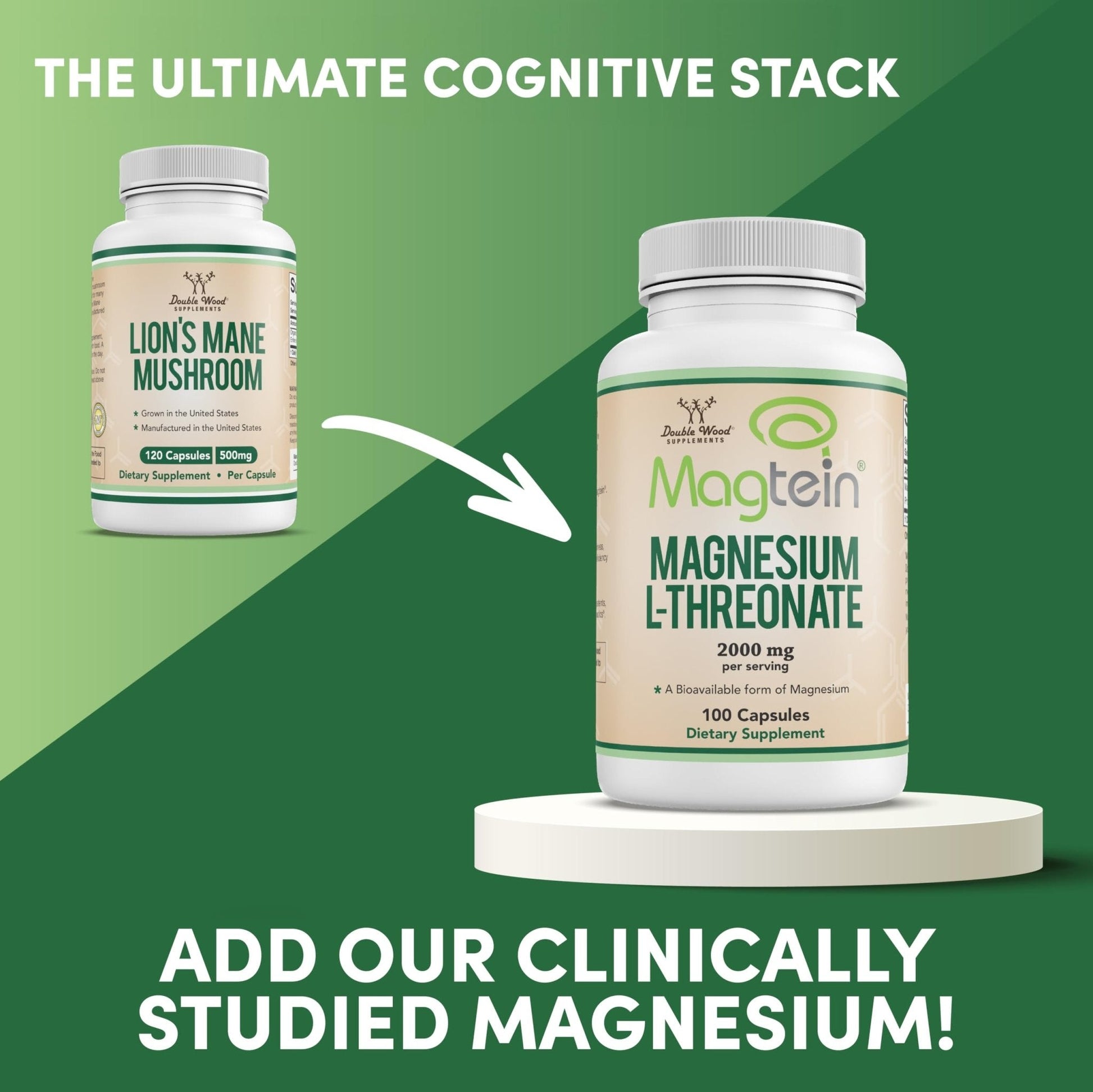 Lions Mane Supplement Mushroom Capsules (Two Month Supply - 120 Count) for Brain - Maple Wellness Supplements
