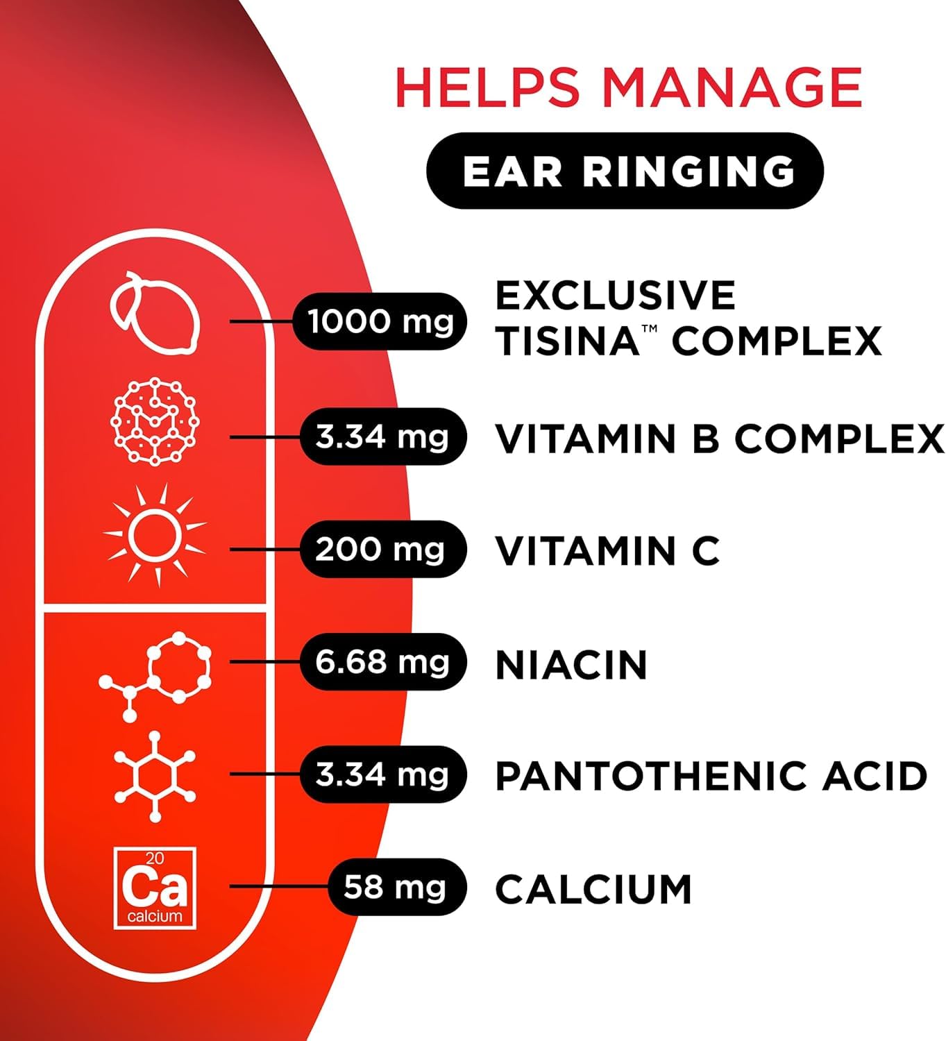 Lipo-Flavonoid Ear Ringing - Doctor-Recommended for Ringing Ears - Clinically Proven Lemon Bioflavonoid Complex with Vitamins C, B1, B2, B6, B12 - Maple Wellness Supplements