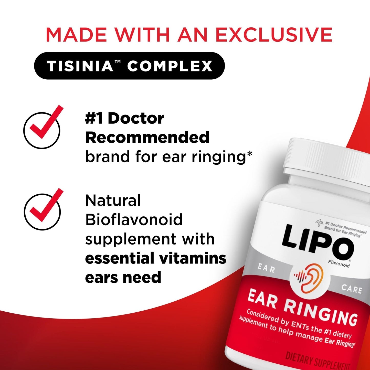 Lipo Flavonoid Ear Ringing - Doctor-Recommended for Ringing Ears – Clinically Proven Lemon Bioflavonoid Complex with Vitamins C, B1, B2, B6, B12, - Maple Wellness Supplements