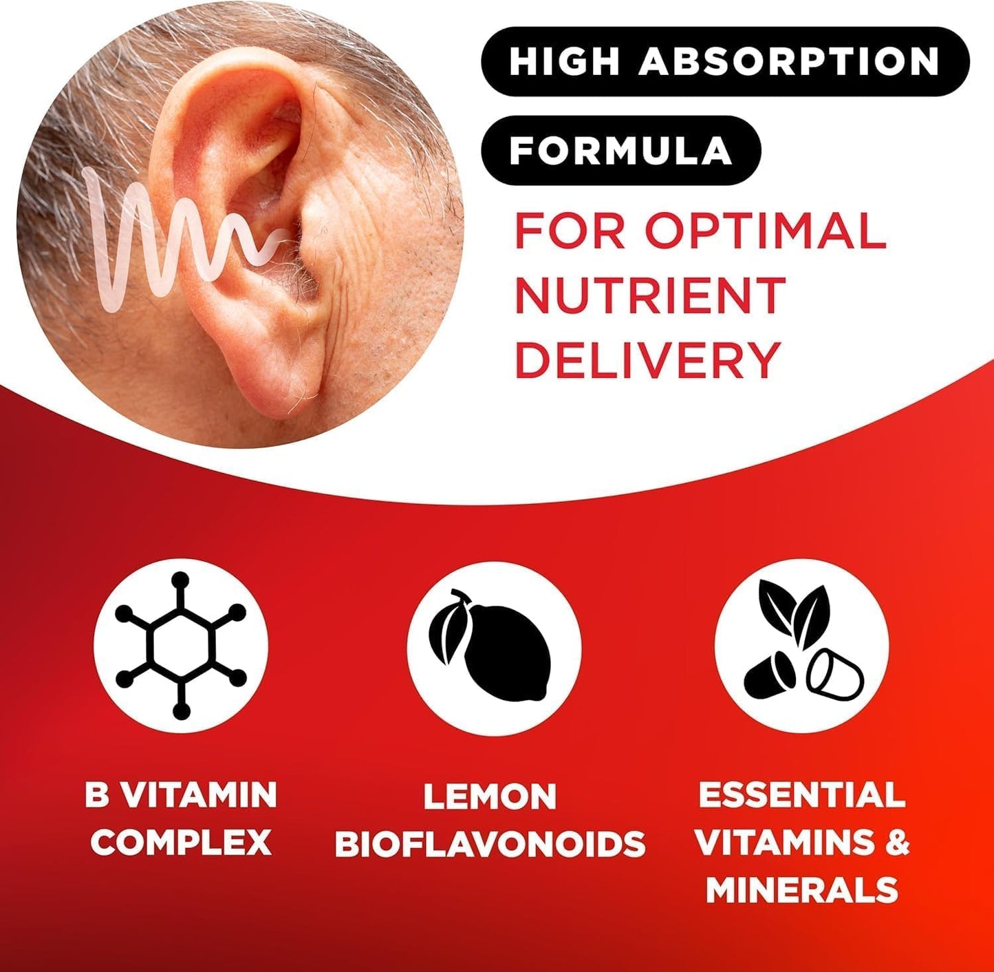 Lipo-Flavonoid Ear Ringing - Doctor-Recommended for Ringing Ears - Clinically Proven Lemon Bioflavonoid Complex with Vitamins C, B1, B2, B6, B12 - Maple Wellness Supplements