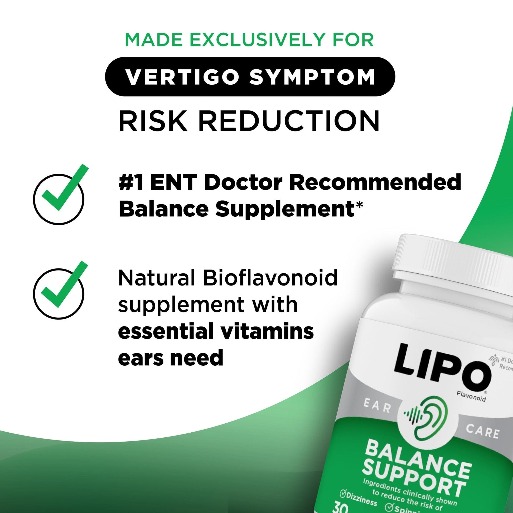 Lipo-Flavonoid for Vertigo & Dizziness Relief, Clinically Tested Formula with Ginkgo Biloba, Vitamin D, & Vitamin B Complex - Maple Wellness Supplements
