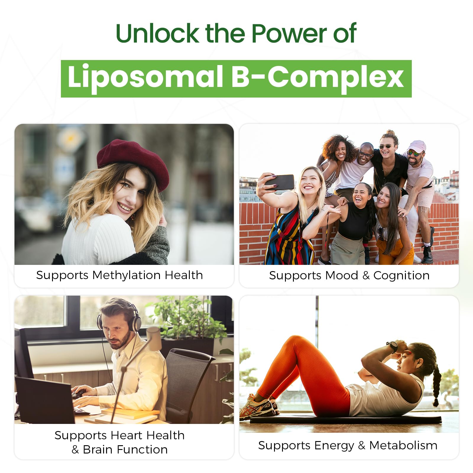 Liposomal B Complex for High Absorption Methylated B12,L-Methyfolate(5-MTHF ),Full Active B Vitamins with Choline Inositol-Energy, Metabolism,Brain & Heart Support - Maple Wellness Supplements