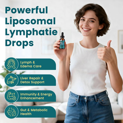 Liposomal Lymphatic Drainage Drops - 21 in 1 Liver Cleanse Detox & Repair with Milk Thistle, Echinacea, Burdock Root, Liposomal Glutathione, Vitamin Complex ''Lymph-Liver'' Gut & Metabolic Health - Maple Wellness Supplements