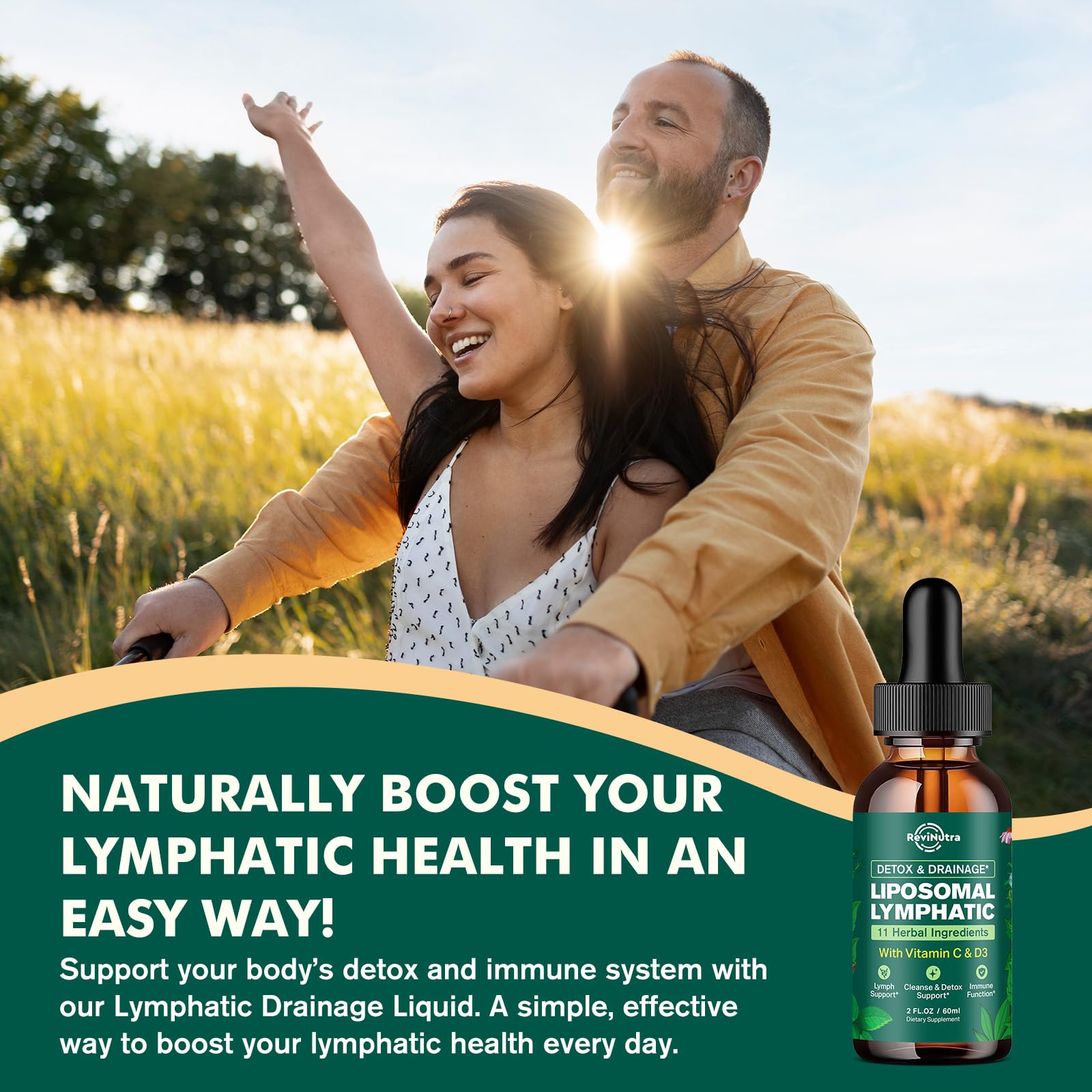 Liposomal Lymphatic Drainage Liquid Drops - Lymphatic Support Supplement with Dandelion Root, Cleavers, Echinacea, Calendula for Immune, Detox Cleanse, Lymph System Support, Lemon Flavor, 2 Fl Oz - Maple Wellness Supplements