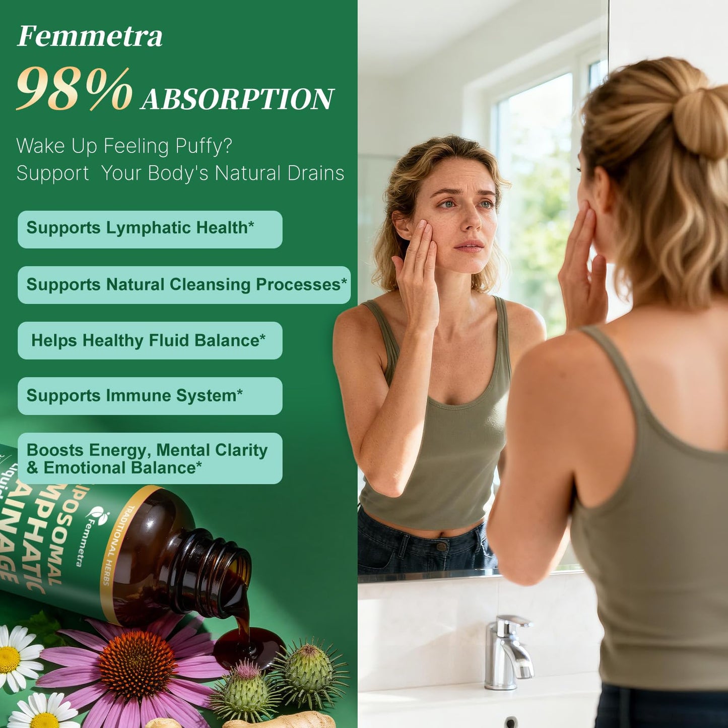 Liposomal Lymphatic Drainage Supplements with 30-in-1 Herbal Blend - Echinacea | Oregano | Milk Thistle - Sugar Free Lymph System Drops - Immune Support, Cleanse & Detox, Raspberry Flavor, 2 fl oz - Maple Wellness Supplements