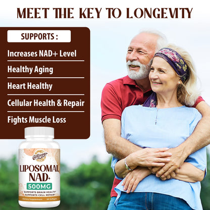 Liposomal NAD+ 500 MG Supplement, True NAD Plus Supplement, Superior Absorption, Boost NAD+ More Efficient Than Nicotinamide Riboside for Cellular Energy, Healthy Aging, 120 Serving - Maple Wellness Supplements