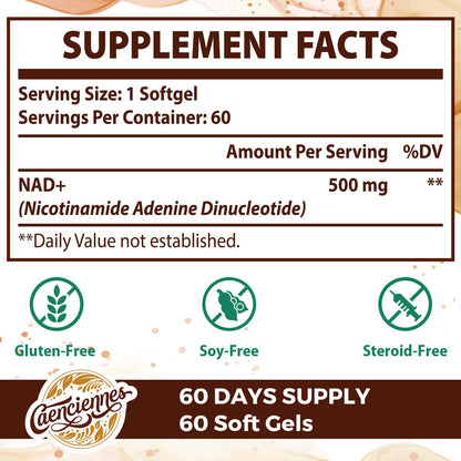 Liposomal NAD+ 500 MG Supplement, True NAD Plus Supplement, Superior Absorption, Boost NAD+ More Efficient Than Nicotinamide Riboside for Cellular Energy, Healthy Aging, 120 Serving - Maple Wellness Supplements