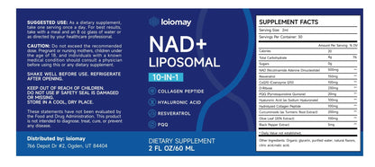 Liposomal NAD Liquid Supplement - 1500mg NAD+ Drops for Women & Men with Resveratrol & Nicotinamide Riboside, PQQ, Collagen & Turmeric for Anti-Aging & Longevity, Cellular Energy Health, 2 Fl Oz - Maple Wellness Supplements