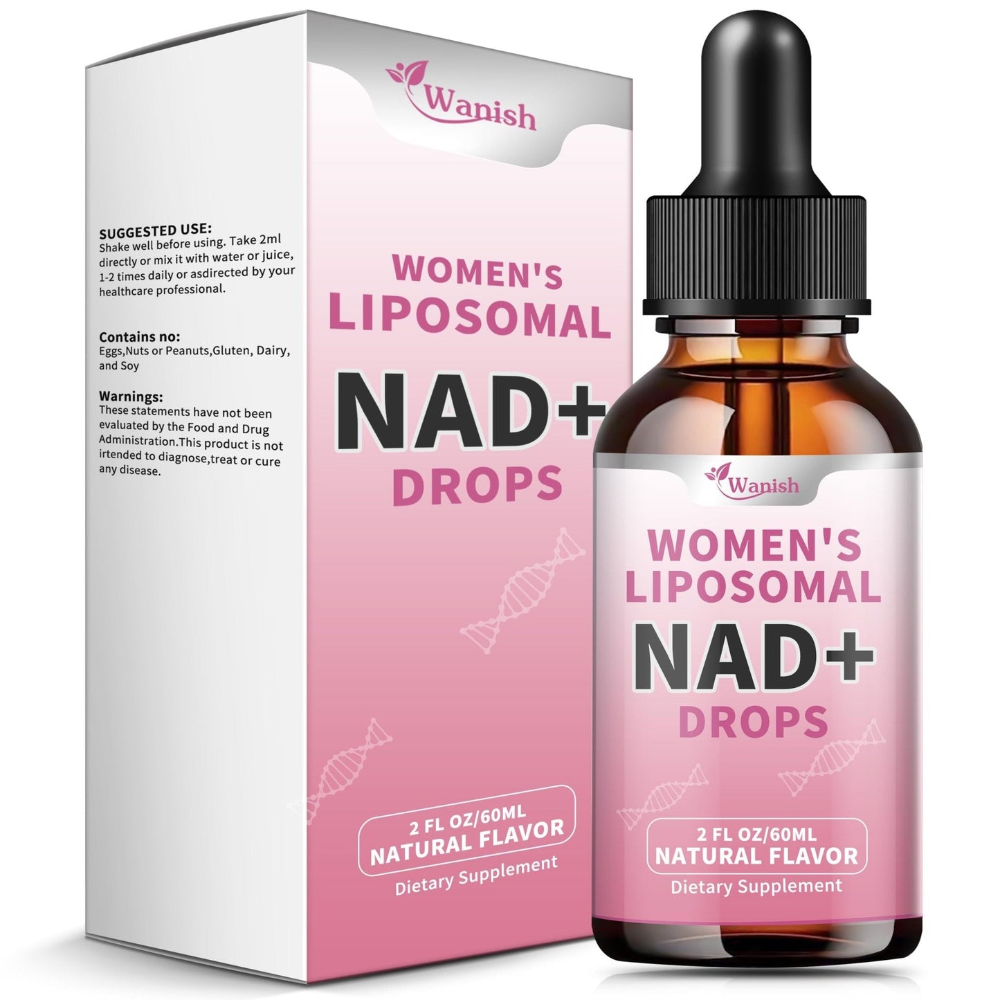 Liposomal NAD Liquid Supplement for Women, Pure 500mg NAD Nicotinamide - Cell Regeneration，Energy & Metabolism Support, Vegan,Sugar Free，Additives Free，2 Fl Oz - Maple Wellness Supplements