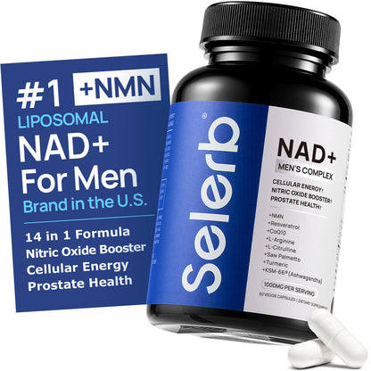 Liposomal NAD Supplement for Men – NMN Supplement Nitric Oxide Prostate Health Supplements with Resveratrol, CoQ10, L Citrulline and Lycopene for Anti-Aging & Cellular Energy Support 60 Capsules - Maple Wellness Supplements
