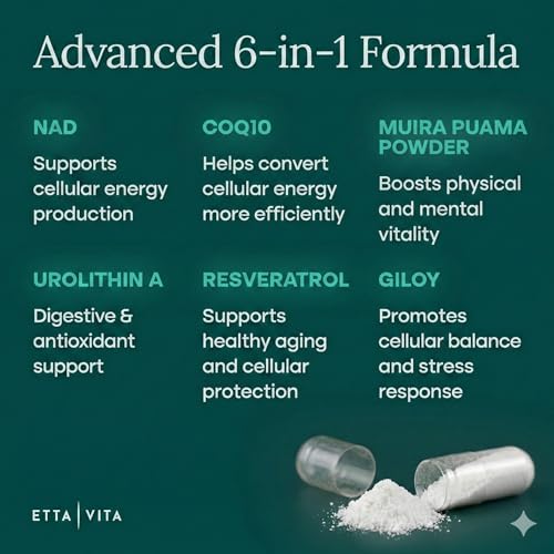 Liposomal NAD+ Supplement - Resveratrol, Urolithin A, CoQ10 & Muira Puama (Made in USA) NAD Supplement for Natural Energy, Brain Fog, Digestion, Detox, Gut Health, Microbiome, NR NMN Replacement - Maple Wellness Supplements