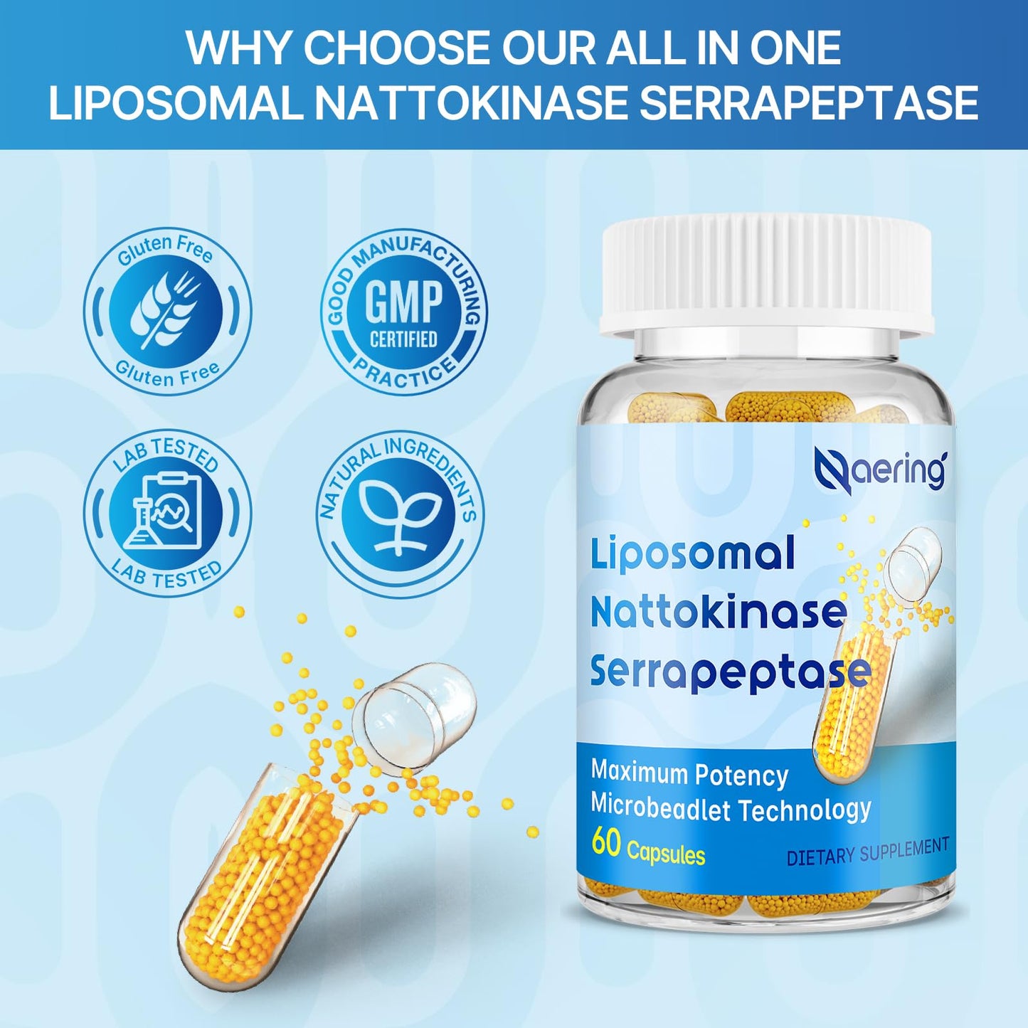 Liposomal Nattokinase 12,000 FU Serrapeptase 360,000 SPU Enzyme Supplement - Enriched with Synergistic Enzymes and Nutrient Blend & Inulin for Circulatory - Maple Wellness Supplements