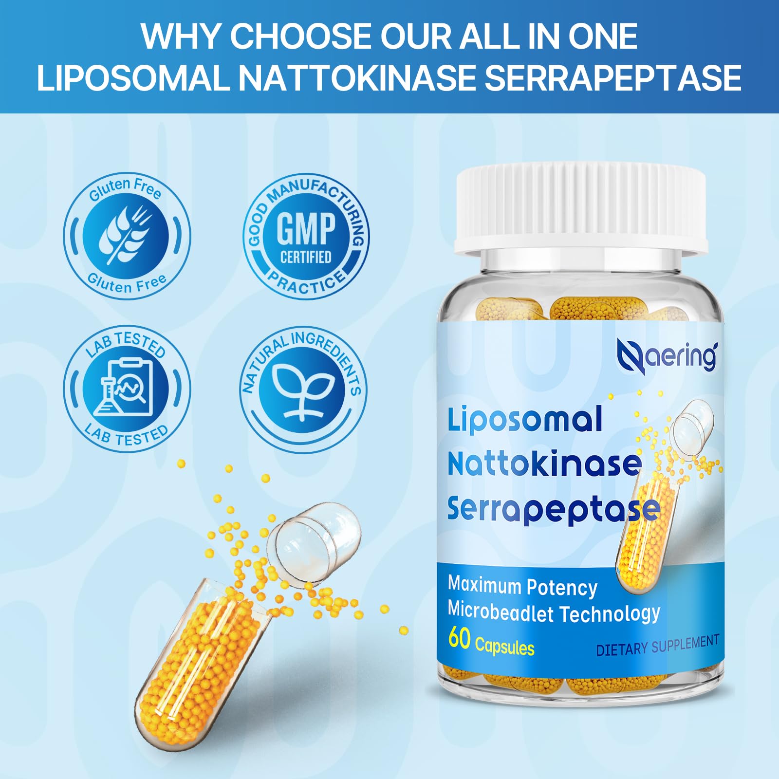 Liposomal Nattokinase 12,000 FU Serrapeptase 360,000 SPU Enzyme Supplement - Enriched with Synergistic Enzymes and Nutrient Blend & Inulin for Circulatory - Maple Wellness Supplements