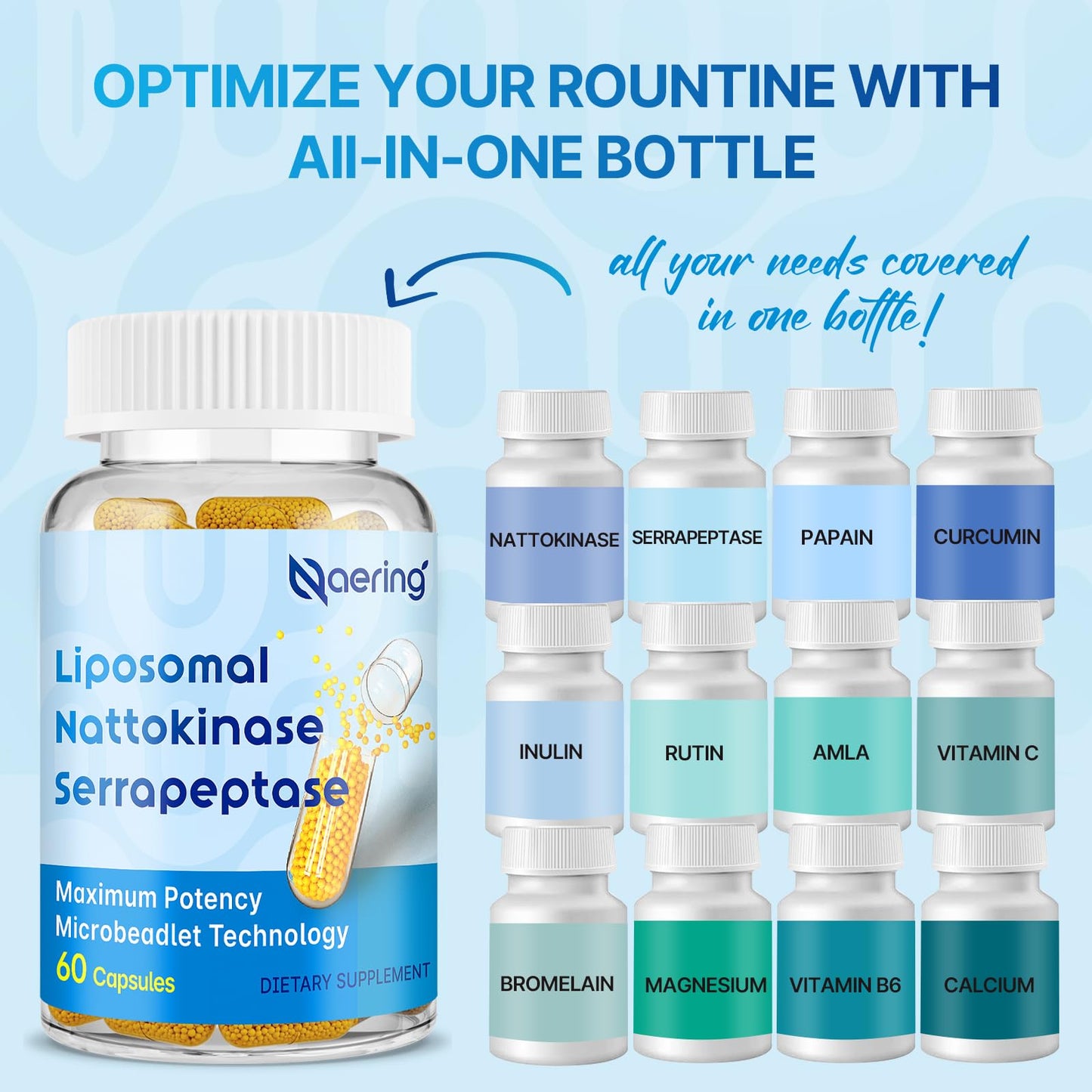Liposomal Nattokinase 12,000 FU Serrapeptase 360,000 SPU Enzyme Supplement - Enriched with Synergistic Enzymes and Nutrient Blend & Inulin for Circulatory - Maple Wellness Supplements