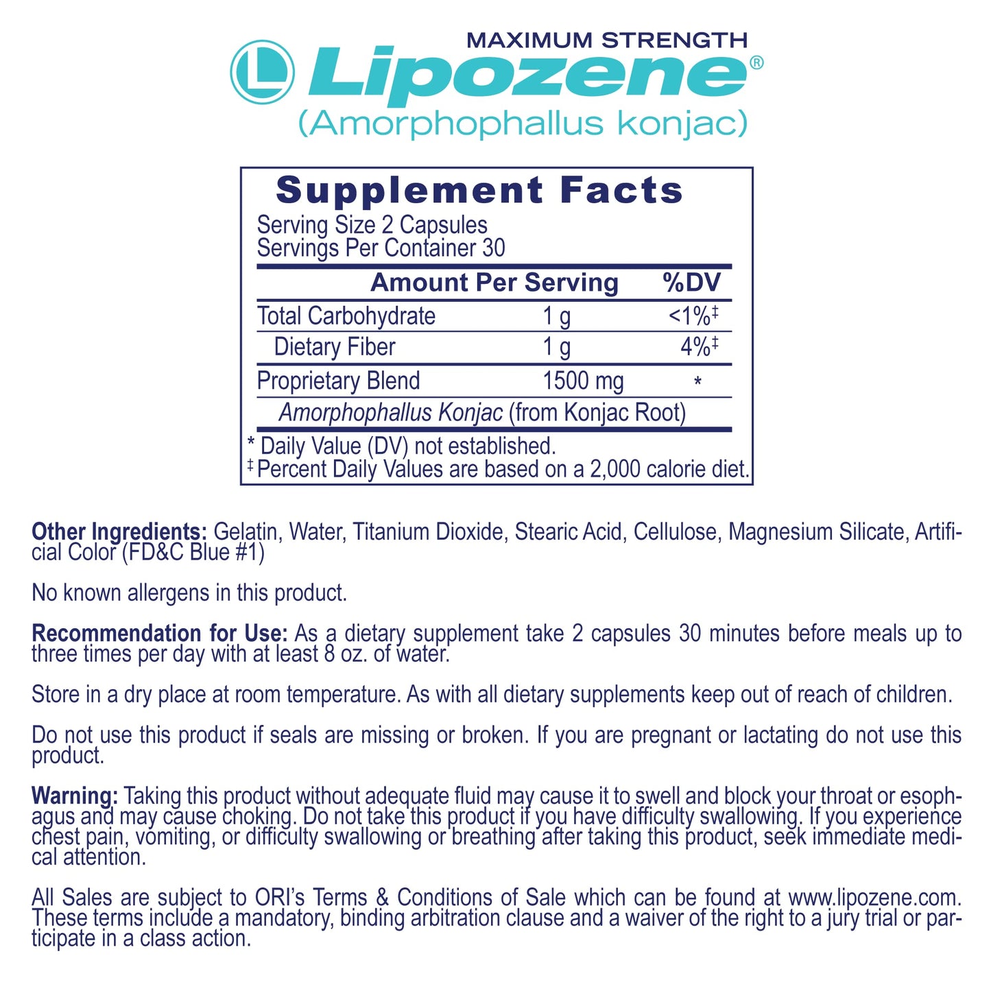 Lipozene Weight-Management Fiber Supplement, 60 Capsules | Non-Stimulant Glucomannan Formula for Healthy Lifestyle Support - Maple Wellness Supplements
