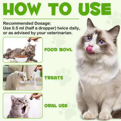 Liquid Cat Probiotic, Natural 3 in 1 Probiotic for Cats, Cat Digestive Support,Gut Health Support,Help with Diarrhea,Gas and Bloating, Cat Herbal Supplements- 60ml - Maple Wellness Supplements