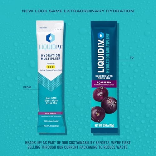Liquid I.V.® Hydration Multiplier - Acai Berry | Electrolyte Powder Drink Mix | 1 Pack (16 Servings) - Maple Wellness Supplements