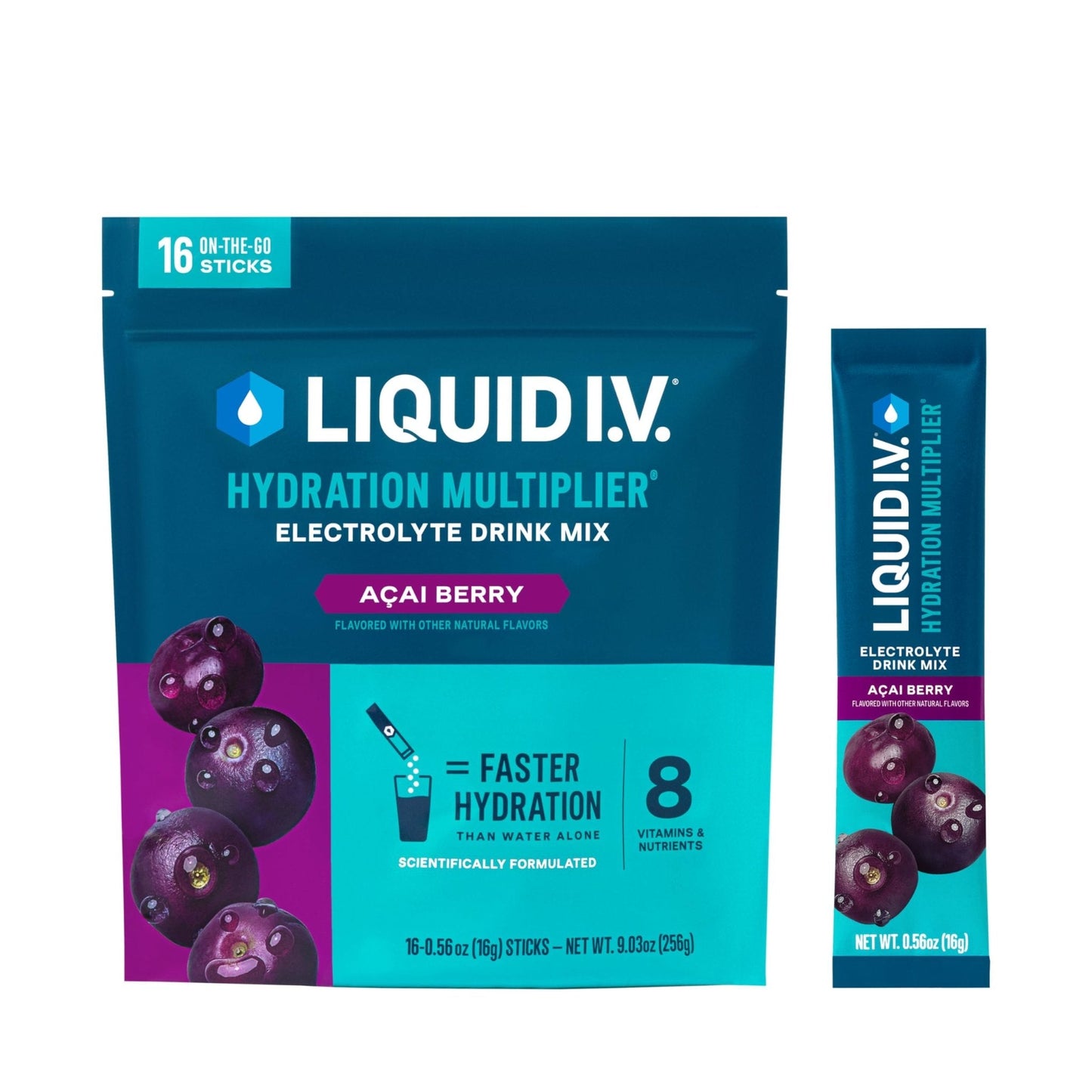 Liquid I.V.® Hydration Multiplier - Acai Berry | Electrolyte Powder Drink Mix | 1 Pack (16 Servings) - Maple Wellness Supplements