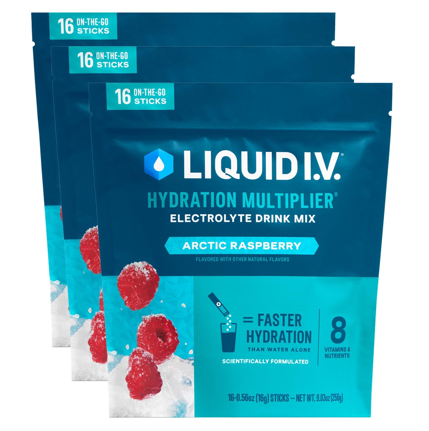 Liquid I.V.® Hydration Multiplier – Arctic Raspberry | Electrolyte Powder Drink Mix | 3 Pack (48 Servings) - Maple Wellness Supplements