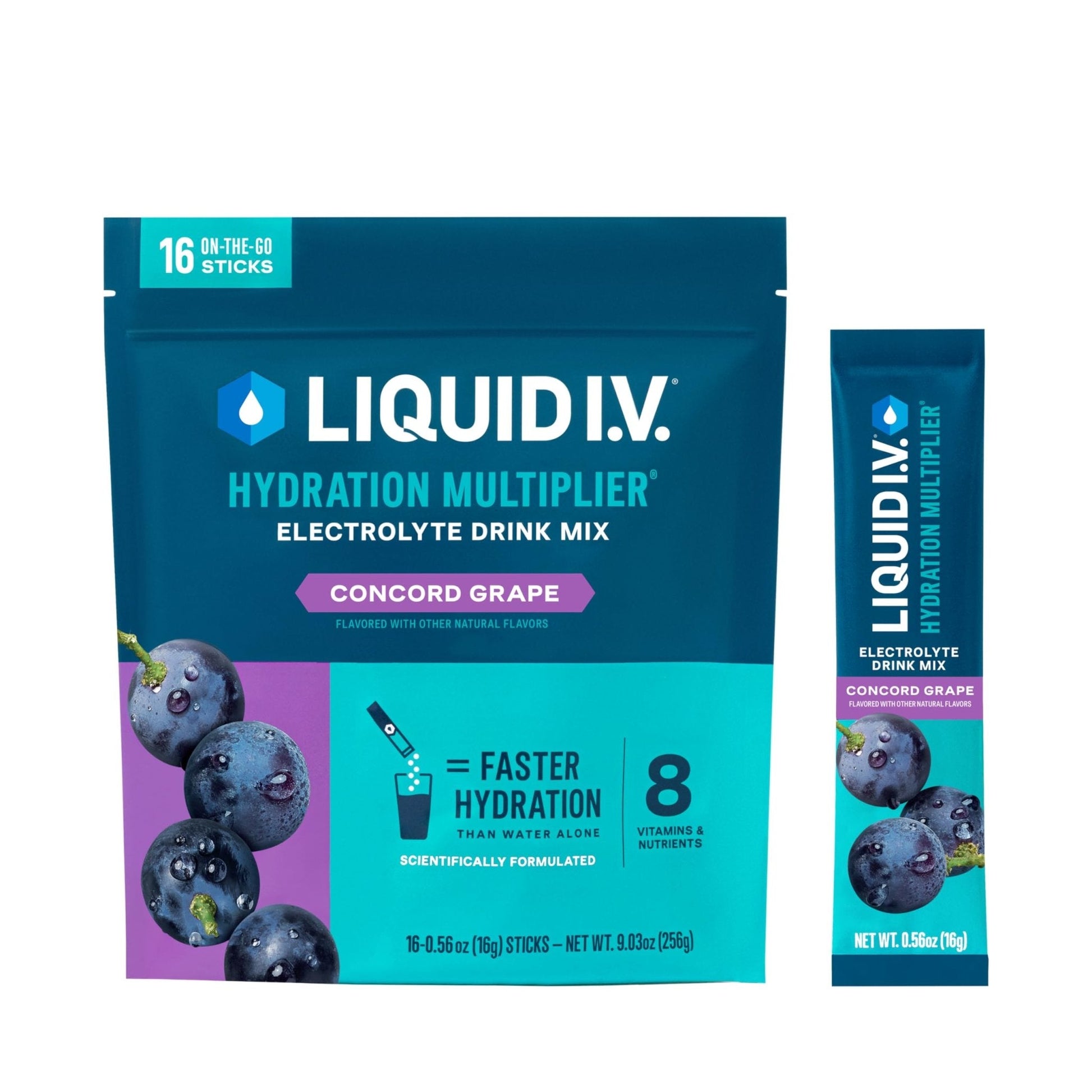 Liquid I.V.® Hydration Multiplier - Concord Grape | Electrolyte Powder Drink Mix | 1 Pack (16 Servings) - Maple Wellness Supplements
