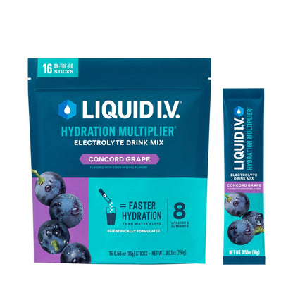 Liquid I.V.® Hydration Multiplier - Concord Grape | Electrolyte Powder Drink Mix | 1 Pack (16 Servings) - Maple Wellness Supplements