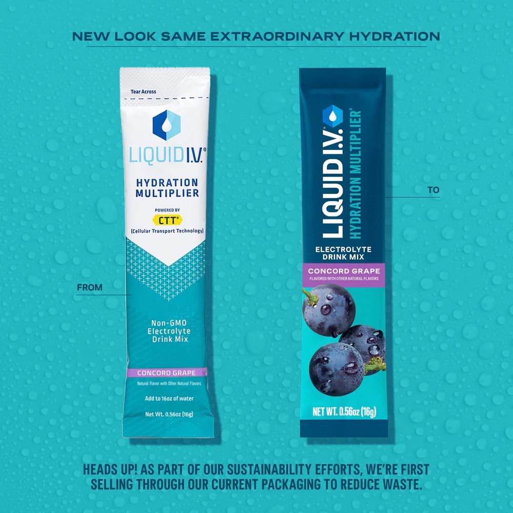 Liquid I.V.® Hydration Multiplier - Concord Grape | Electrolyte Powder Drink Mix | 1 Pack (16 Servings) - Maple Wellness Supplements