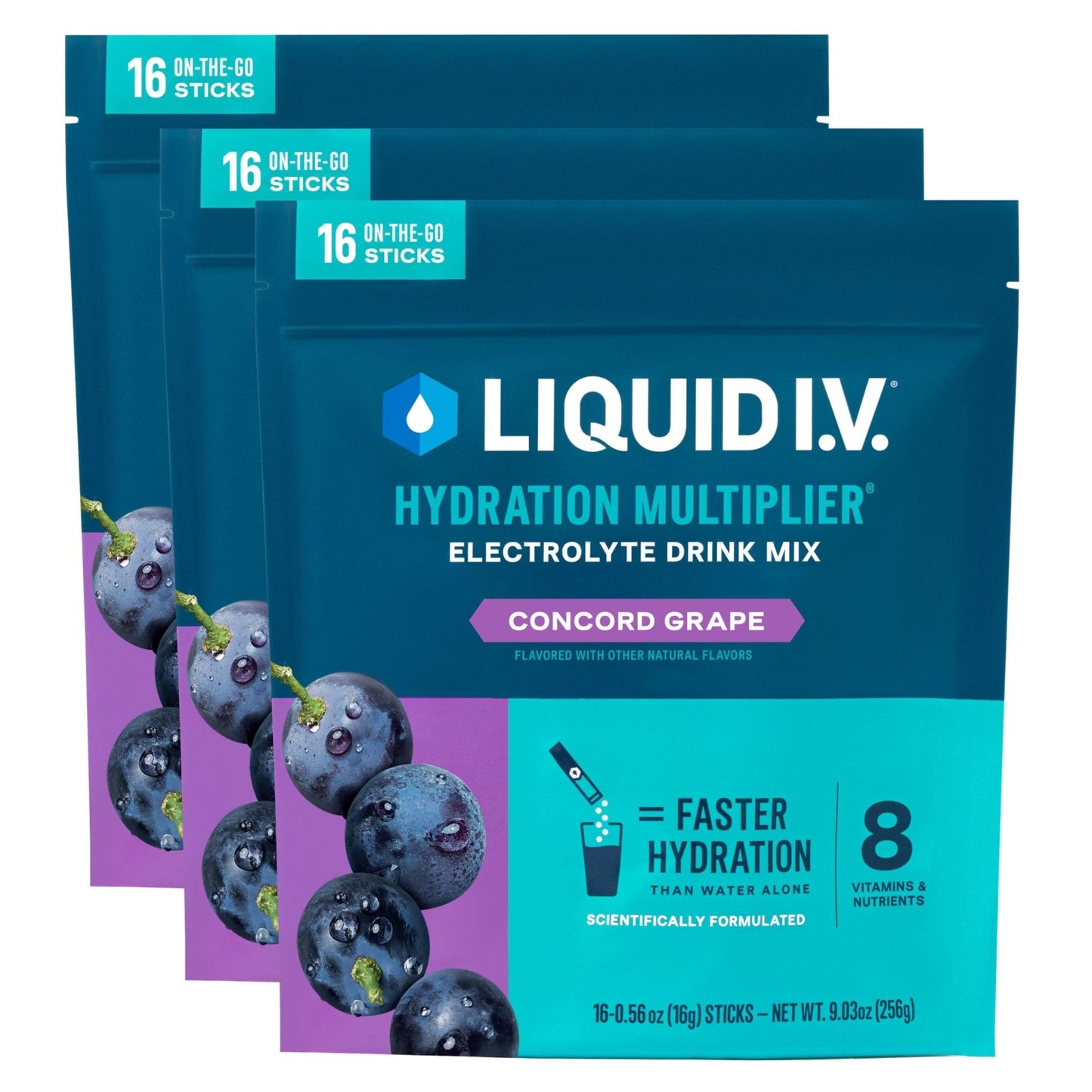Liquid I.V.® Hydration Multiplier - Concord Grape | Electrolyte Powder Drink Mix | 3 Pack (48 Servings) - Maple Wellness Supplements