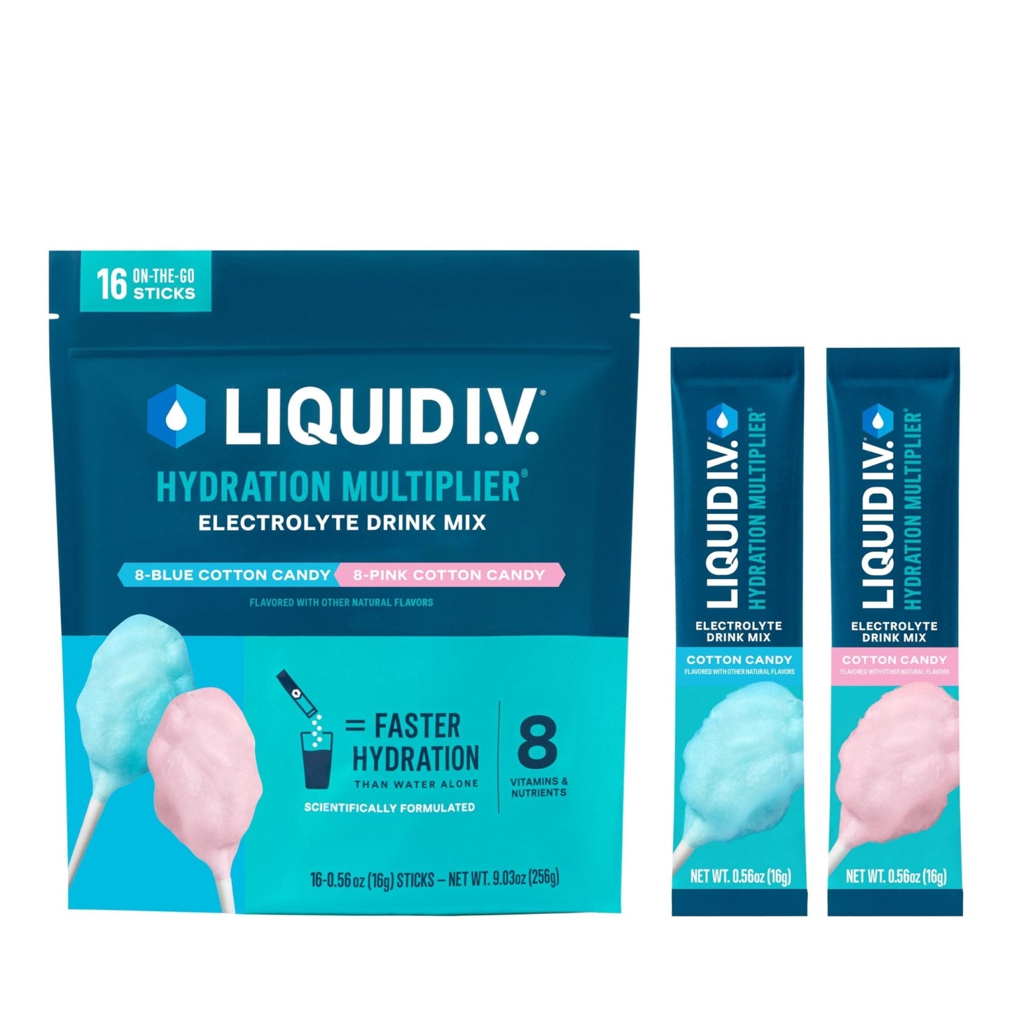 Liquid I.V.® Hydration Multiplier - Cotton Candy | Electrolyte Powder Drink Mix | 1 Pack (16 Servings) - Maple Wellness Supplements