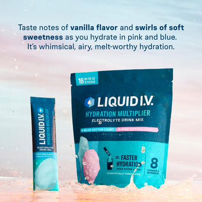 Liquid I.V.® Hydration Multiplier - Cotton Candy | Electrolyte Powder Drink Mix | 1 Pack (16 Servings) - Maple Wellness Supplements