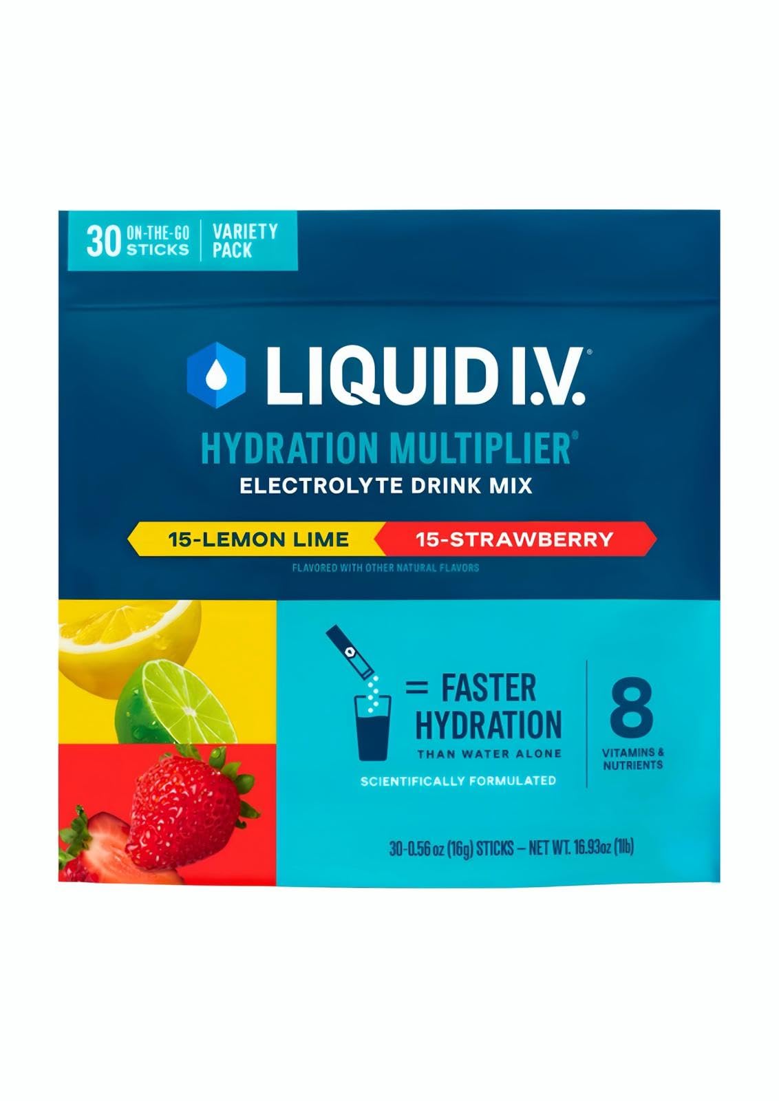 Liquid I.V. Hydration Multiplier Electrolyte Drink Mix, Variety, 0.56 Oz, 30 Ct - Maple Wellness Supplements