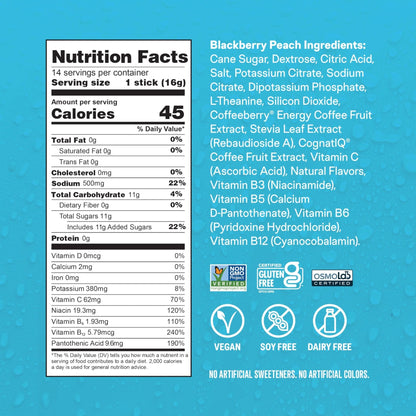 Liquid I.V.® Hydration Multiplier +Energy - BlackBerry - Peach | Electrolyte Powder Drink | 1 Pack (14 Servings) - Maple Wellness Supplements