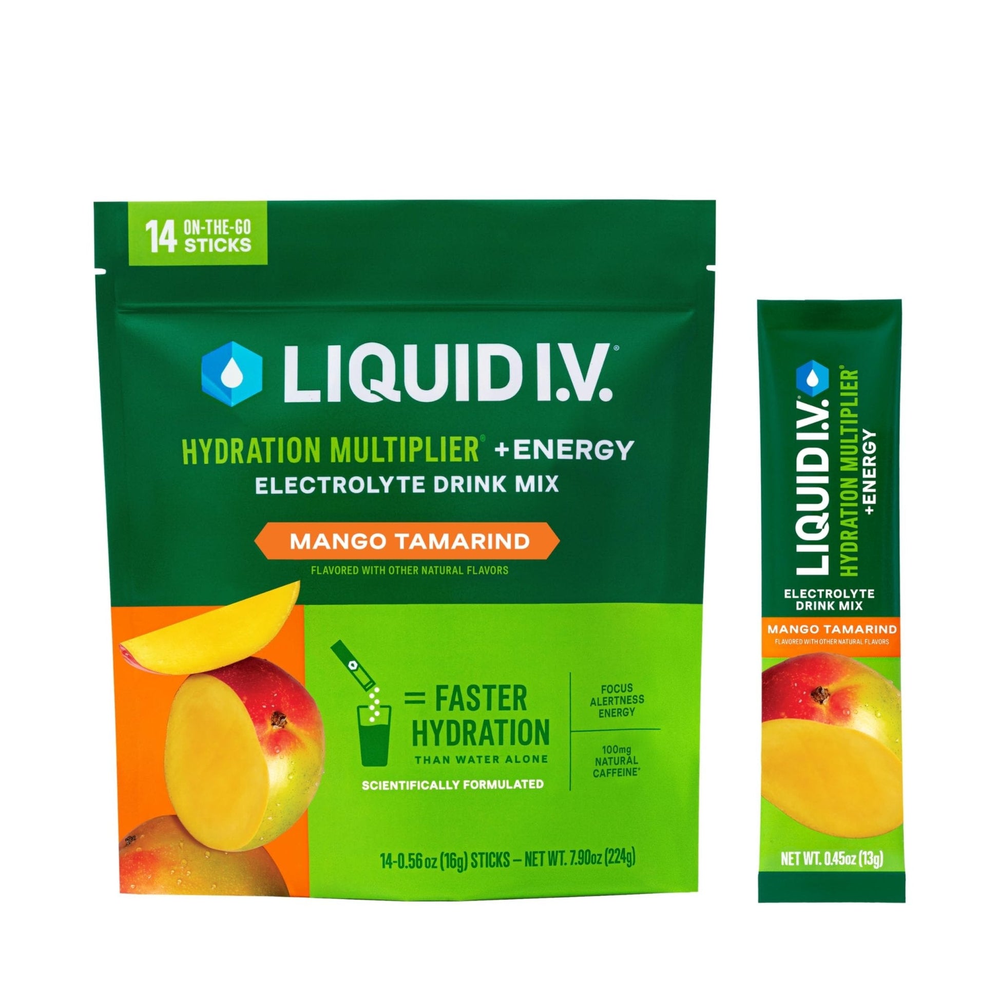 Liquid I.V.® Hydration Multiplier +Energy - Mango Tamarind | Electrolyte Powder Drink Mix | 1 Pack (14 Servings) - Maple Wellness Supplements