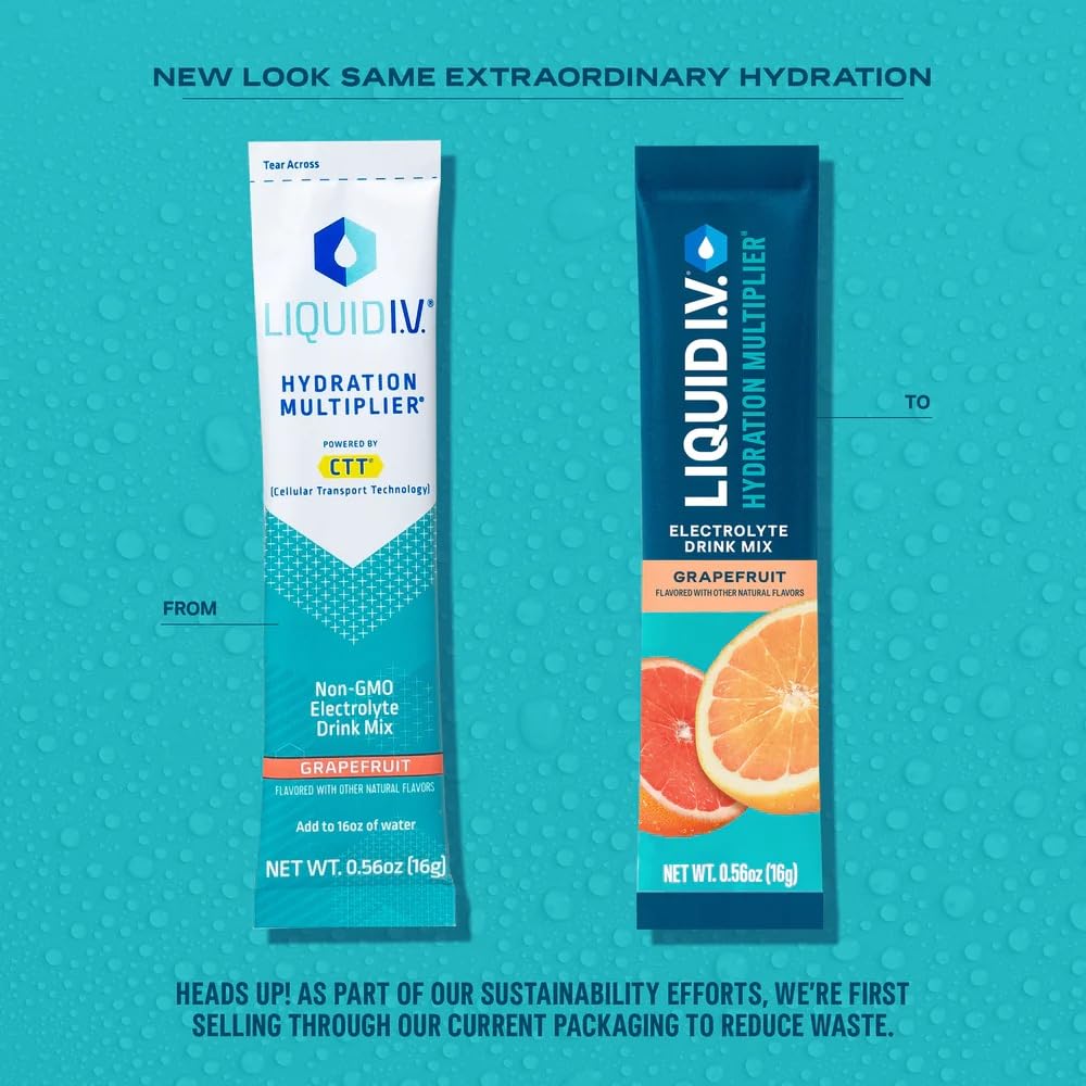 Liquid I.V.® Hydration Multiplier - Grapefruit | Electrolyte Powder Drink Mix | 1 Pack (16 Servings) - Maple Wellness Supplements