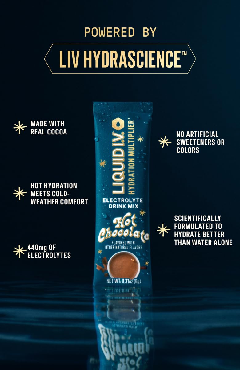Liquid I.V.® Hydration Multiplier Hot Chocolate | Limited Edition Electrolyte Powder Drink | 2 Pack (12 Servings) - Maple Wellness Supplements