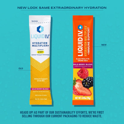 Liquid I.V.® Hydration Multiplier +Immune Support - Wild Berry Blend | Electrolyte Powder Drink Mix | 1 Pack (14 Servings) - Maple Wellness Supplements