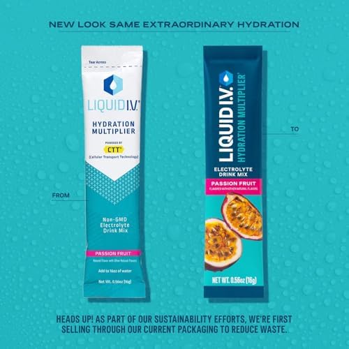 Liquid I.V.® Hydration Multiplier - Passion Fruit | Electrolyte Powder Drink Mix | 1 Pack (16 Servings) - Maple Wellness Supplements