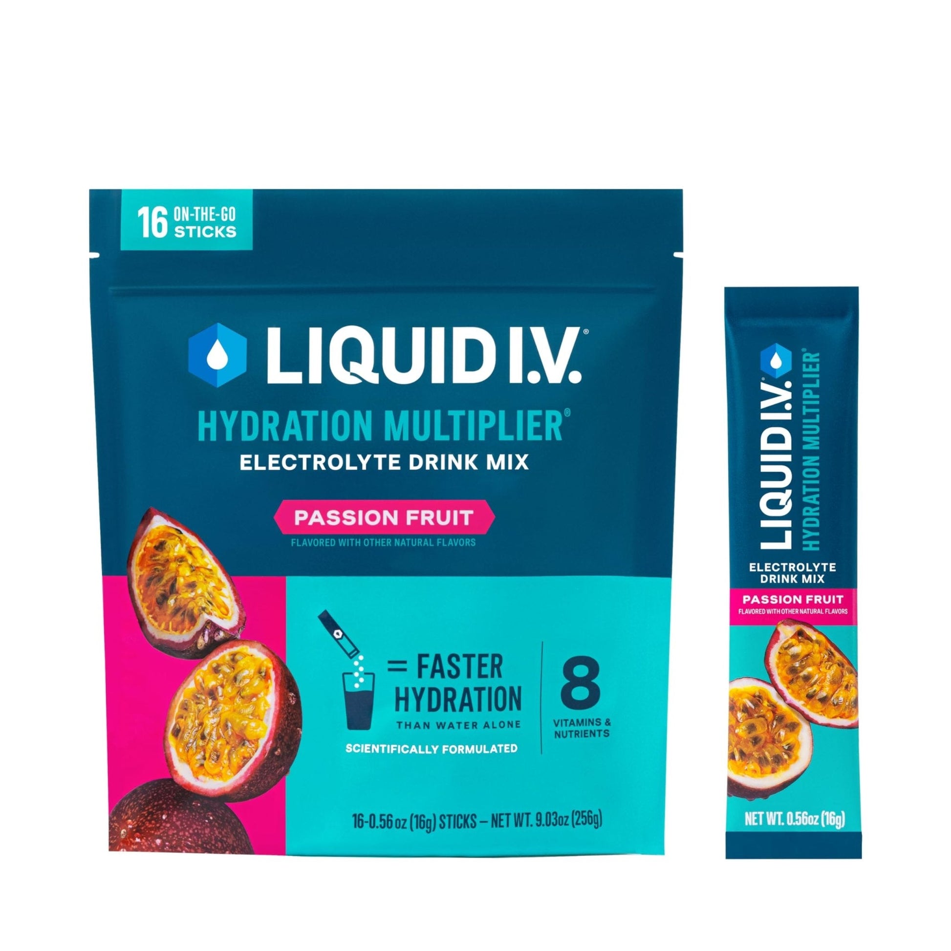 Liquid I.V.® Hydration Multiplier - Passion Fruit | Electrolyte Powder Drink Mix | 1 Pack (16 Servings) - Maple Wellness Supplements