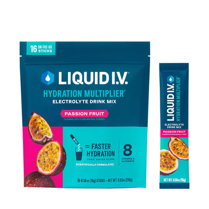 Liquid I.V.® Hydration Multiplier - Passion Fruit | Electrolyte Powder Drink Mix | 1 Pack (16 Servings) - Maple Wellness Supplements