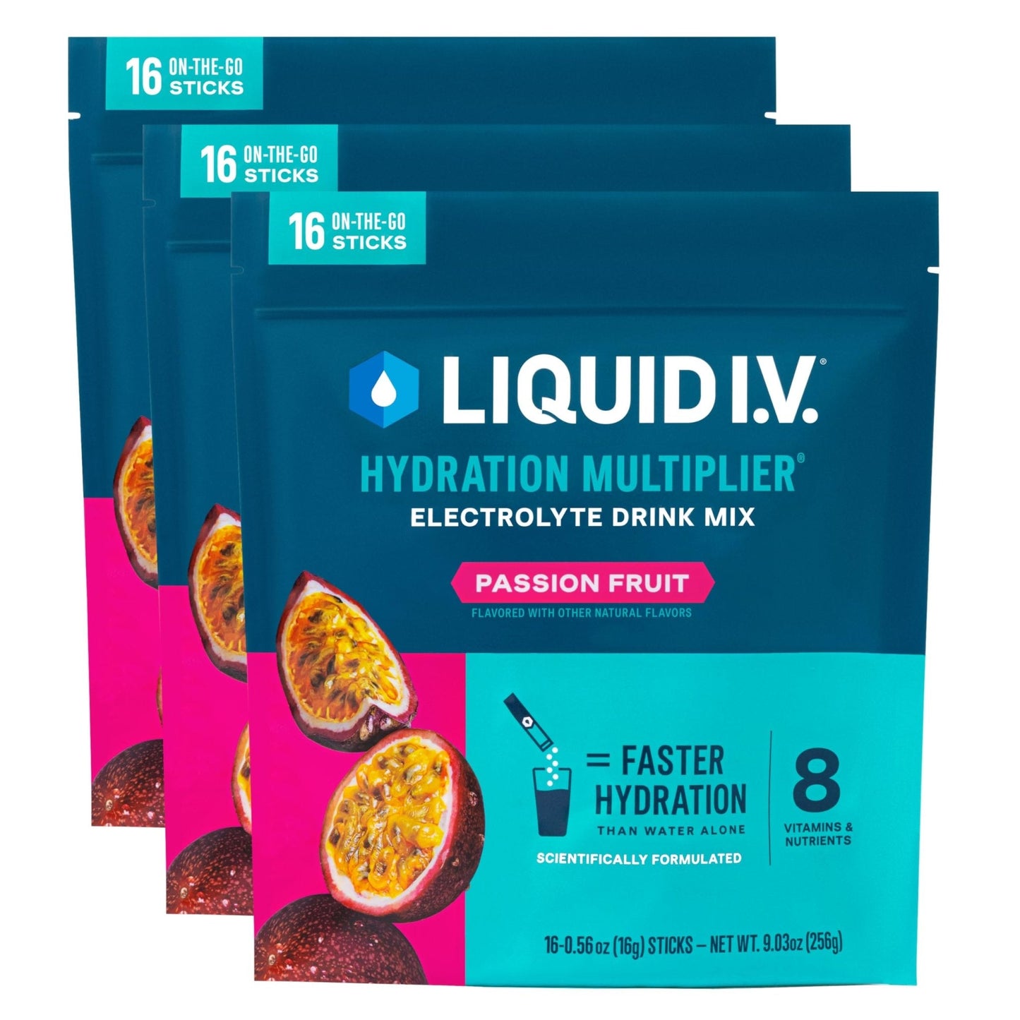 Liquid I.V.® Hydration Multiplier - Passion Fruit | Electrolyte Powder Drink Mix | 3 Pack (48 Servings) - Maple Wellness Supplements