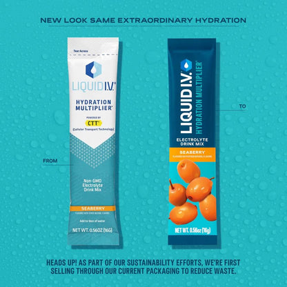 Liquid I.V.® Hydration Multiplier - Seaberry | Electrolyte Powder Drink Mix | 1 Pack (16 Servings) - Maple Wellness Supplements