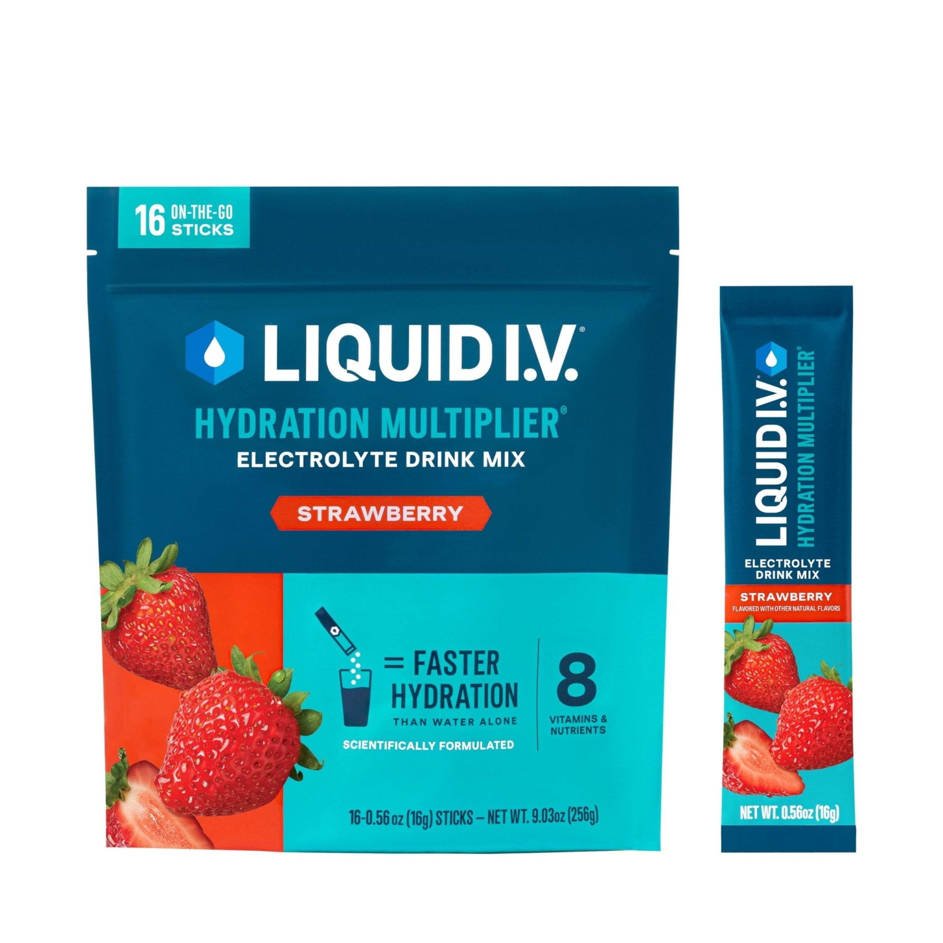 Liquid I.V.® Hydration Multiplier - Strawberry | Electrolyte Powder Drink Mix | 1 Pack (16 Servings) - Maple Wellness Supplements
