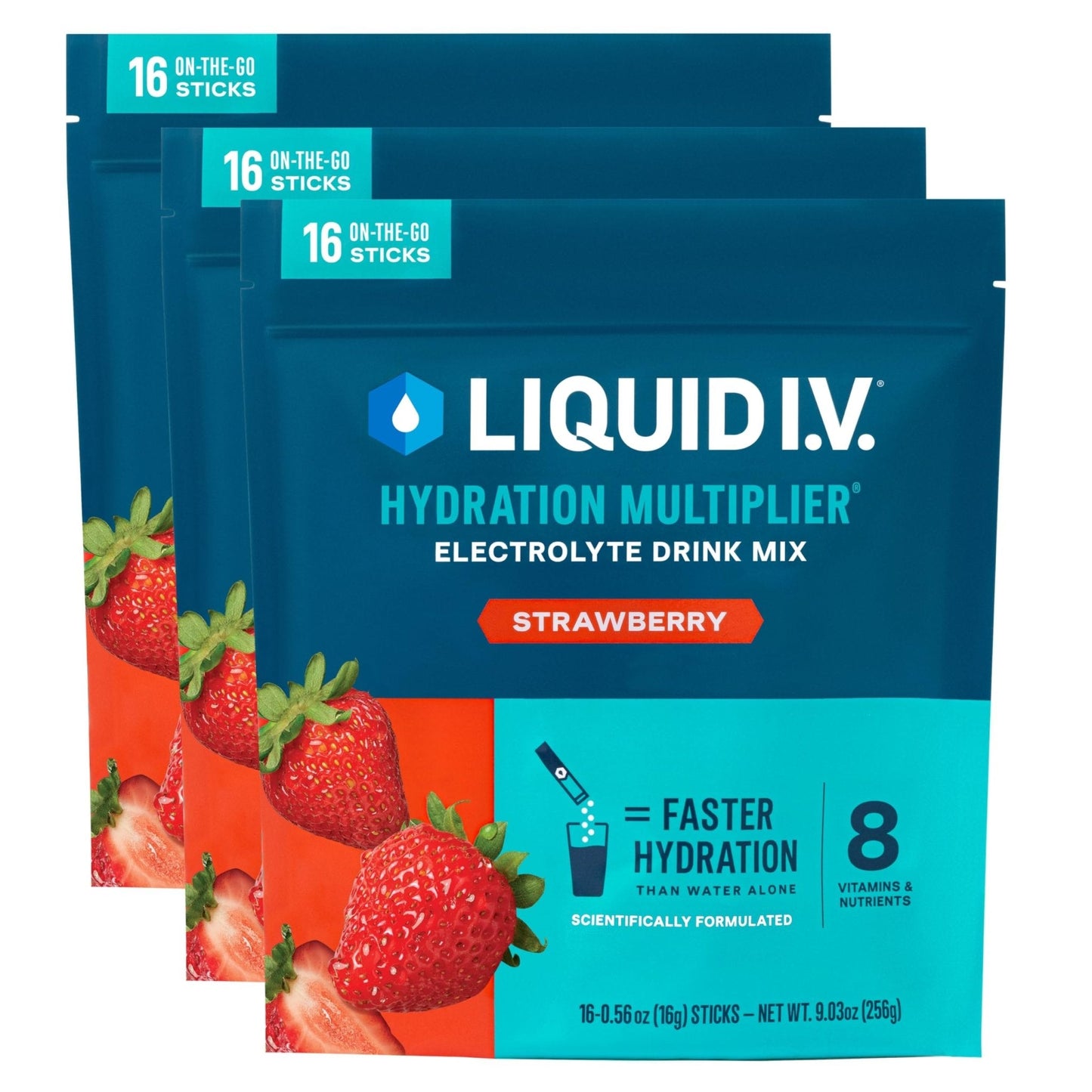 Liquid I.V.® Hydration Multiplier - Strawberry | Electrolyte Powder Drink Mix | 3 Pack (48 Servings) - Maple Wellness Supplements