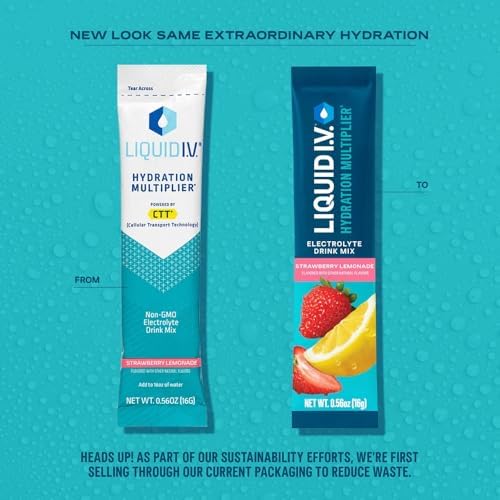 Liquid I.V.® Hydration Multiplier - Strawberry Lemonade | Electrolyte Powder Drink Mix | 1 Pack (16 Servings) - Maple Wellness Supplements