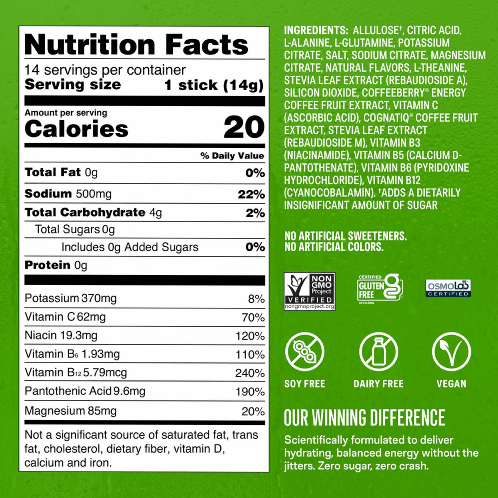 Liquid I.V.® Hydration Multiplier Sugar Free + Energy - Pomegranate Punch | Electrolyte Powder Drink Mix | 1 Pack (14 Servings) - Maple Wellness Supplements