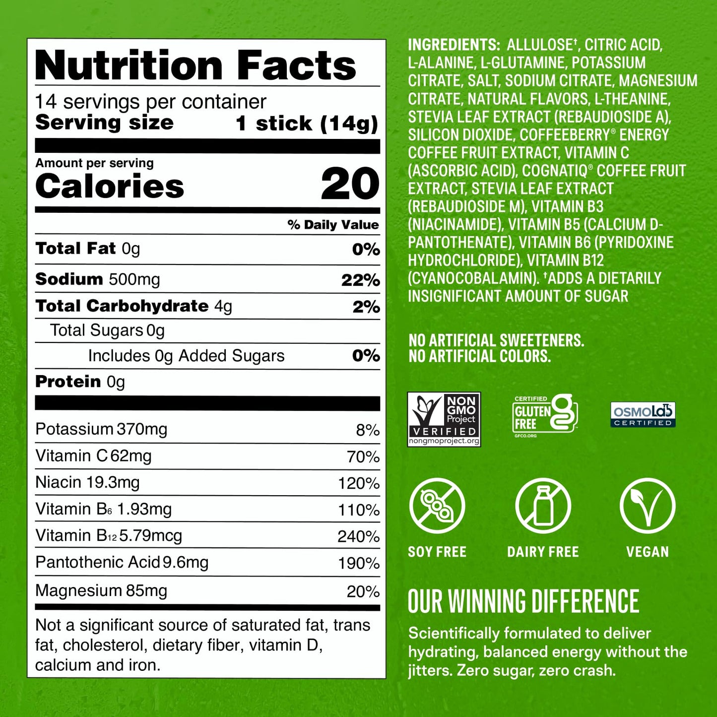 Liquid I.V.® Hydration Multiplier Sugar Free + Energy - Strawberry Kiwi | Electrolyte Powder Drink Mix | 1 Pack (14 Servings) - Maple Wellness Supplements