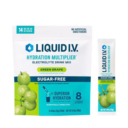Liquid I.V.® Hydration Multiplier Sugar-Free - Green Grape | Electrolyte Powder Drink Mix | 1 Pack (14 Servings) - Maple Wellness Supplements