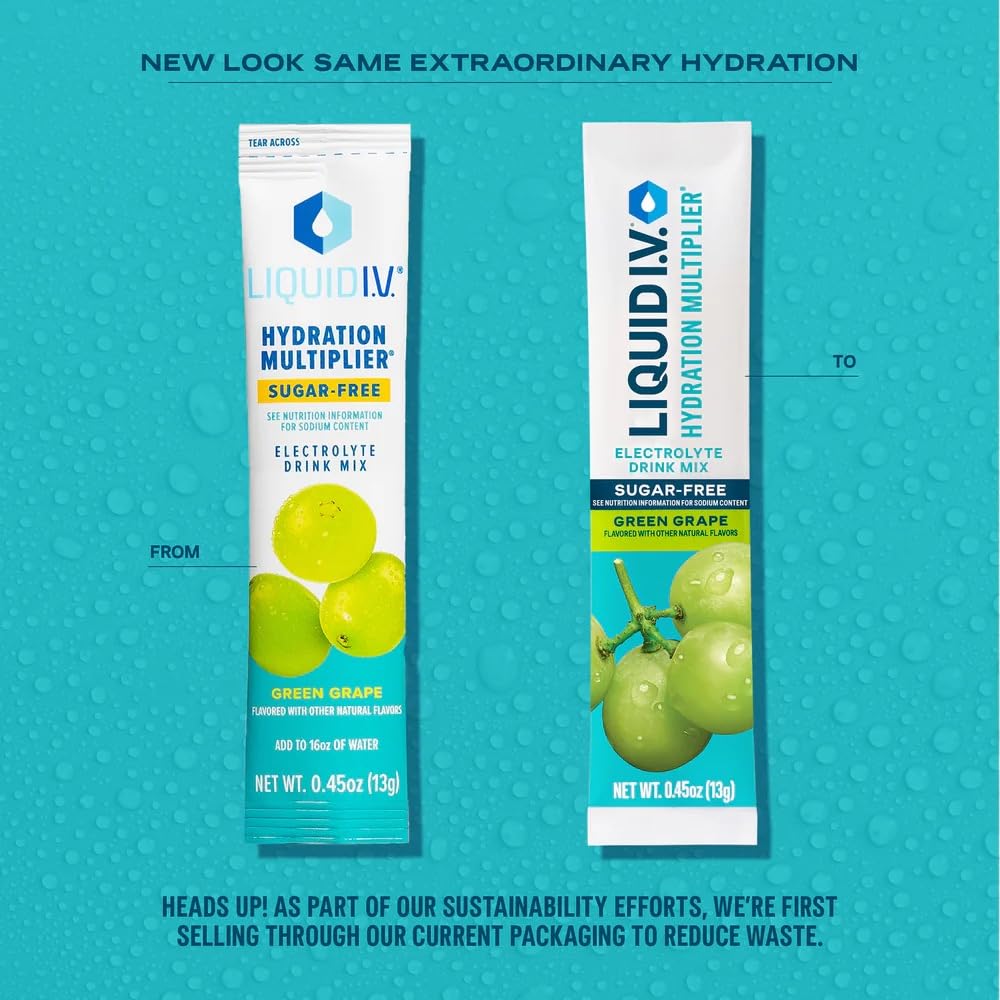 Liquid I.V.® Hydration Multiplier Sugar-Free - Green Grape | Electrolyte Powder Drink Mix | 1 Pack (14 Servings) - Maple Wellness Supplements